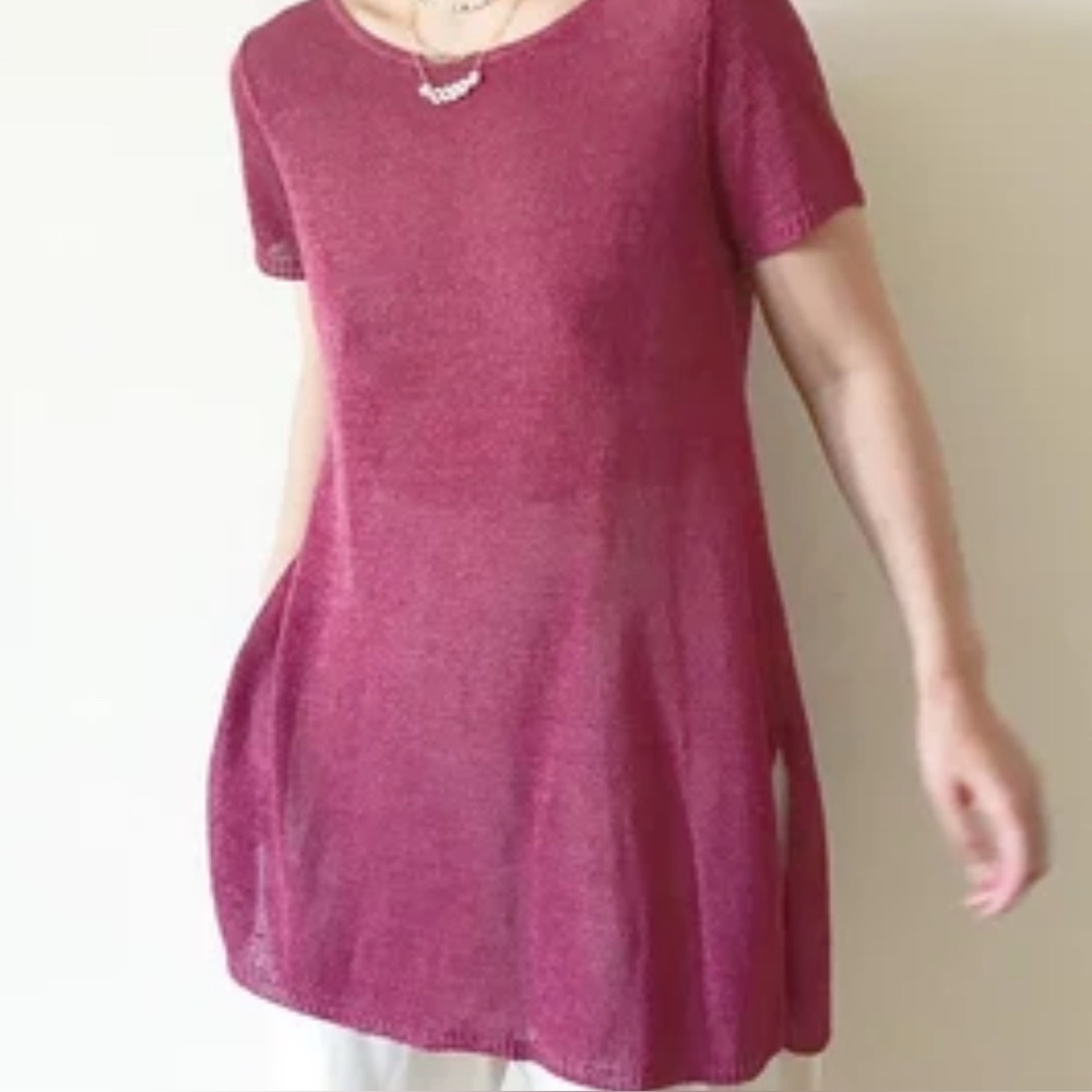 Women’s Eileen Fisher Berry Organic Linen Blend Sweater Tunic Shirt Top S